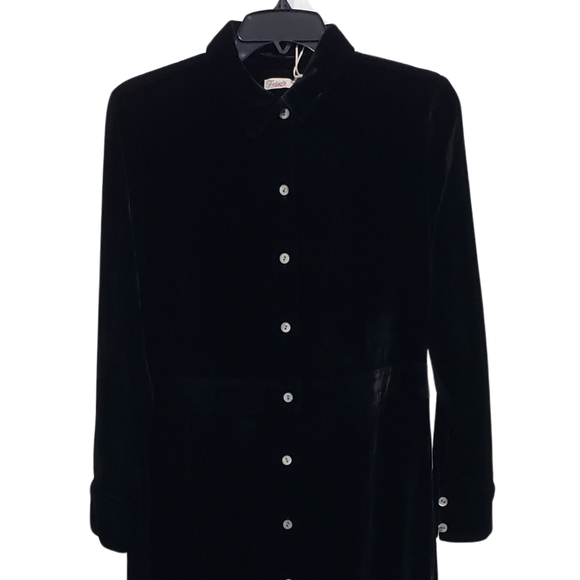 Faherty Stretch Silk Velvet Maxi Dress Women Small Black Side Slits NWT - Picture 3 of 5